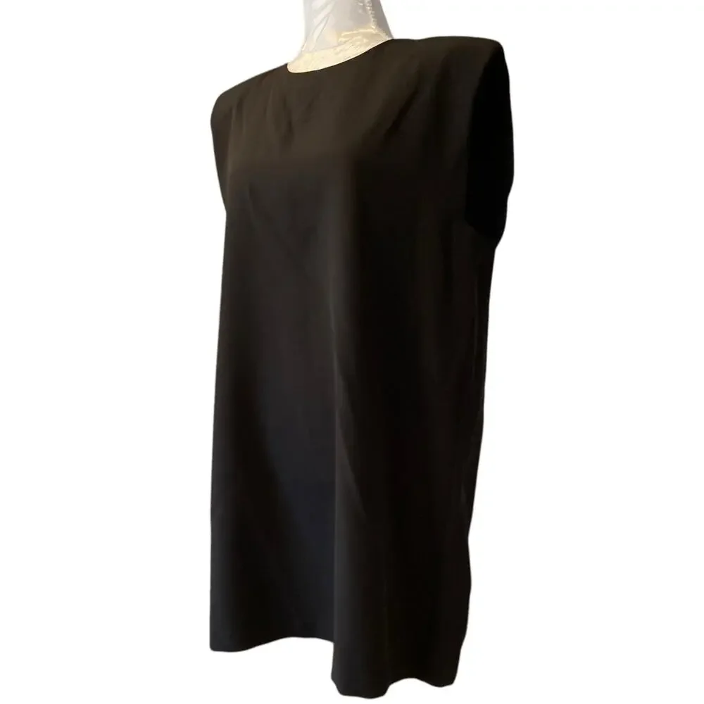 Zara Black Structured Shoulder Pad Sleeveless Shift Mini Dress Large